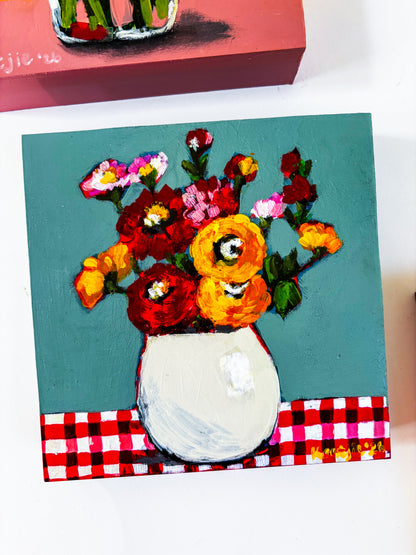 Flowers in a Vase: Mixed Media Paintings