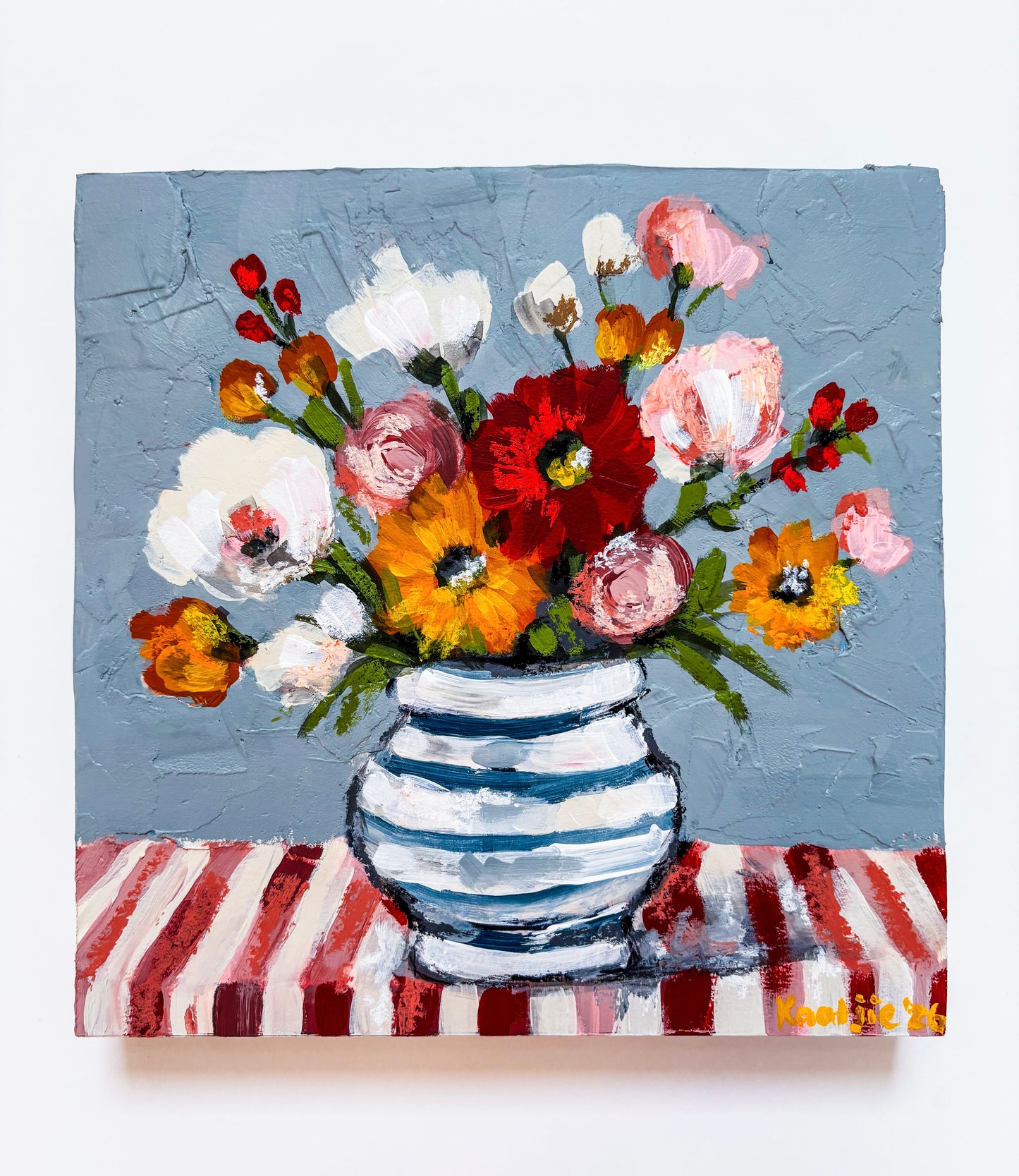 Flowers in a Vase: Mixed Media Paintings