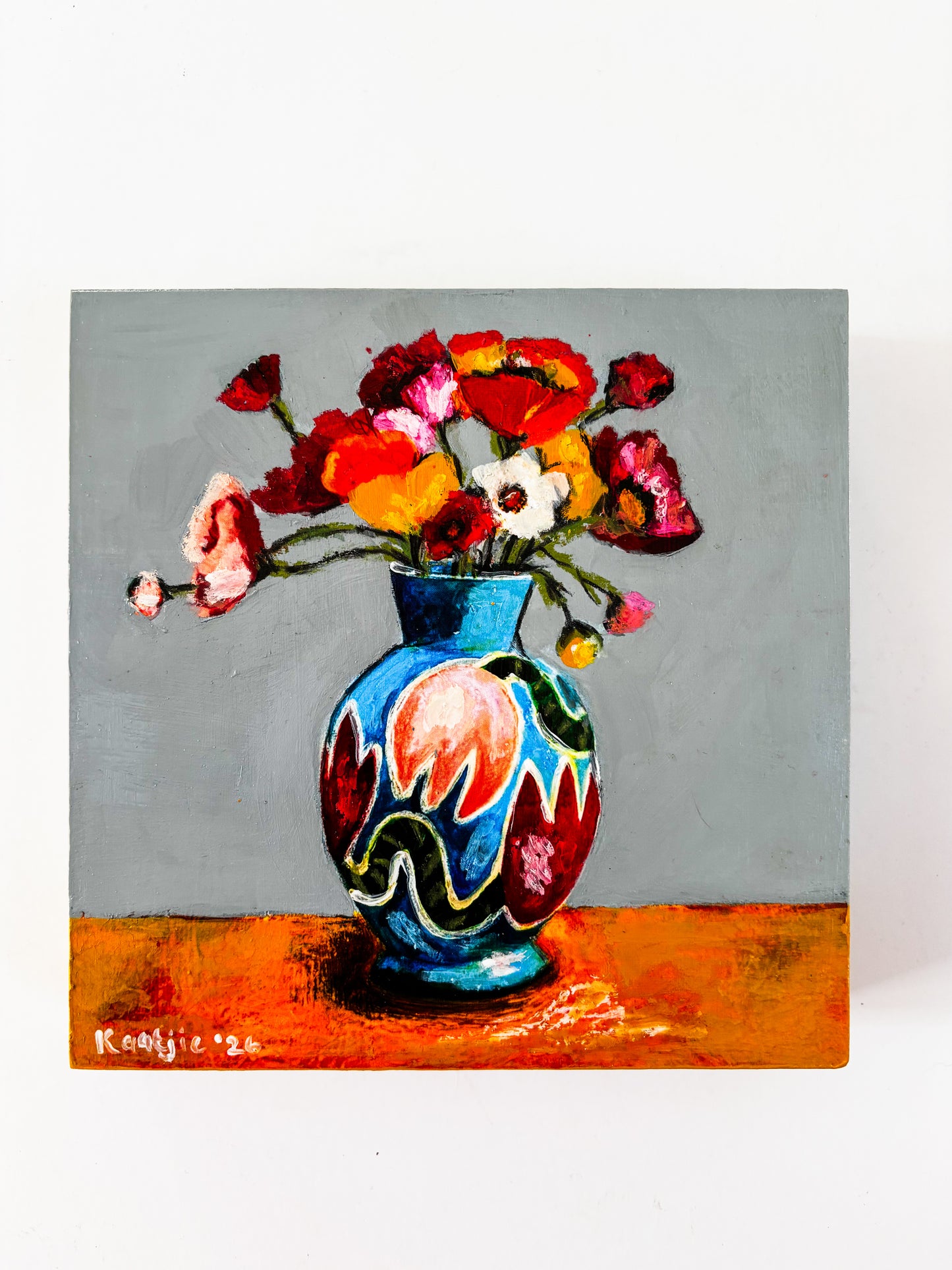 Flowers in a Vase: Mixed Media Paintings