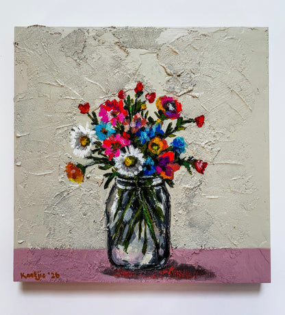 Flowers in a Vase: Mixed Media Paintings