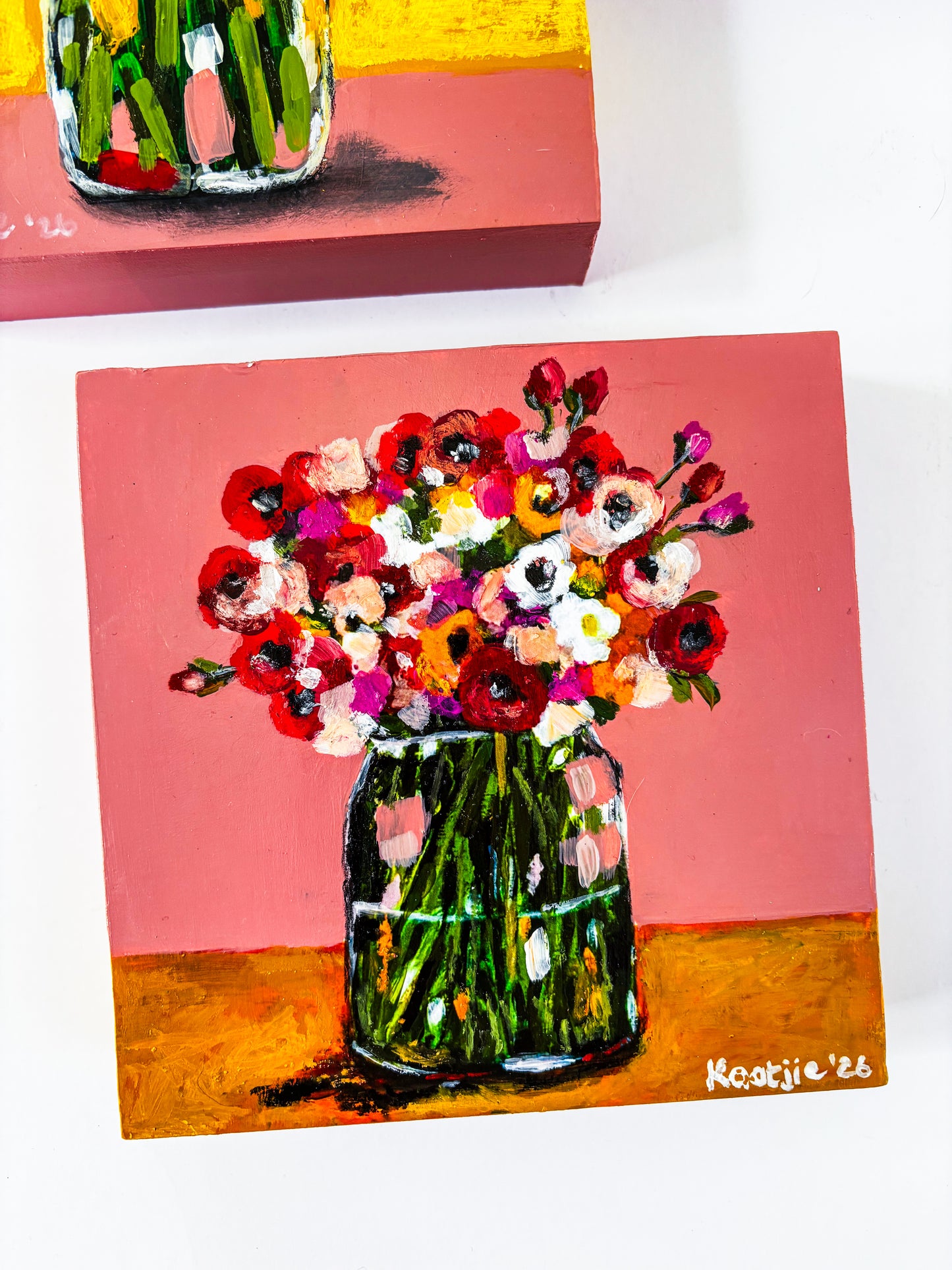 Flowers in a Vase: Mixed Media Paintings