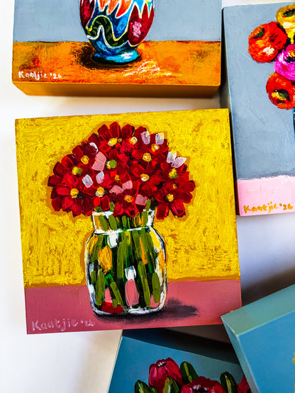 Flowers in a Vase: Mixed Media Paintings