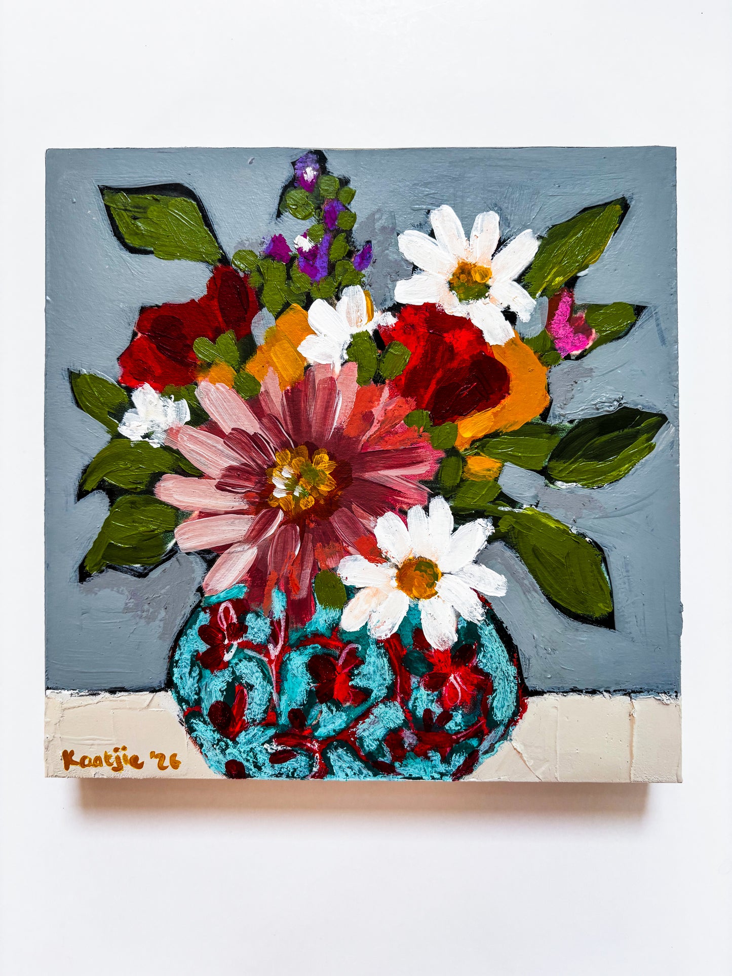 Flowers in a Vase: Mixed Media Paintings