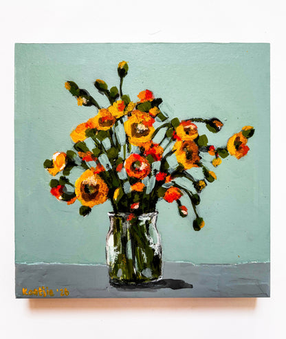 Flowers in a Vase: Mixed Media Paintings