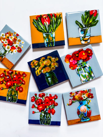 Tiny Art Magnets: Flowers