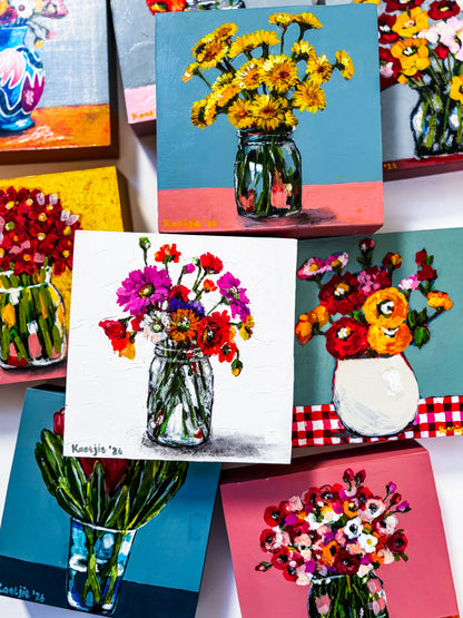Flowers in a Vase: Mixed Media Paintings