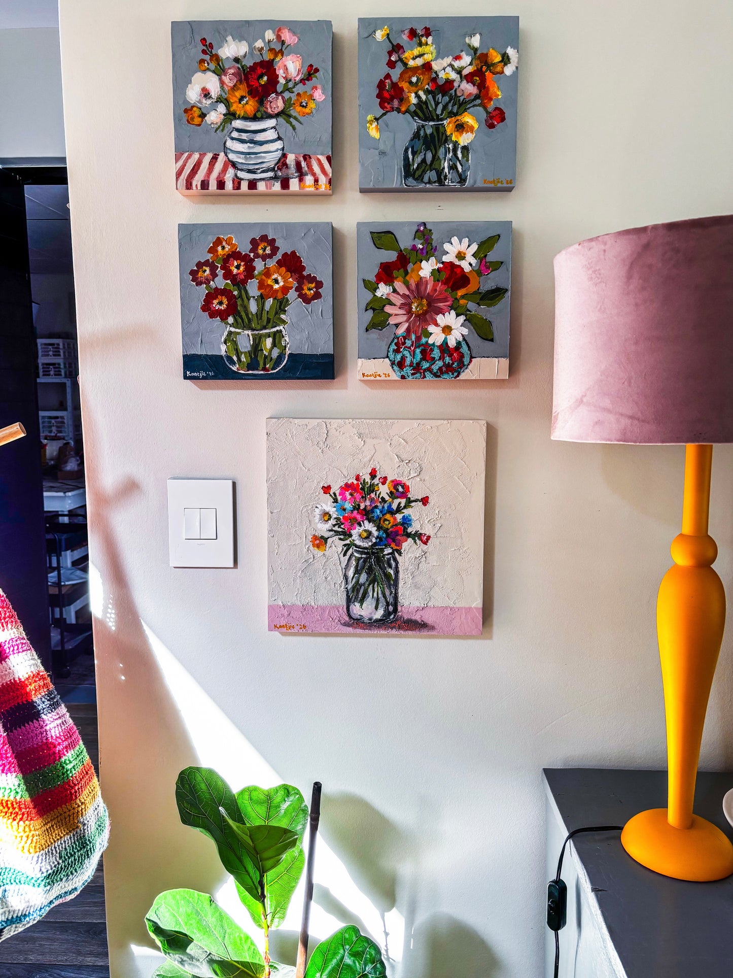 Flowers in a Vase: Mixed Media Paintings