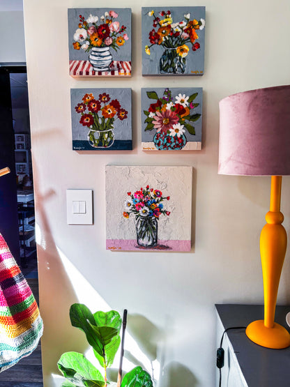 Flowers in a Vase: Mixed Media Paintings