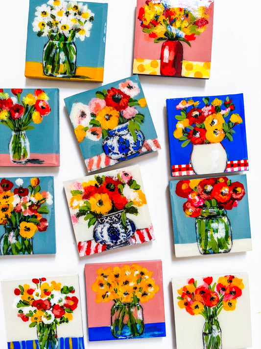Tiny Art Magnets: Flowers