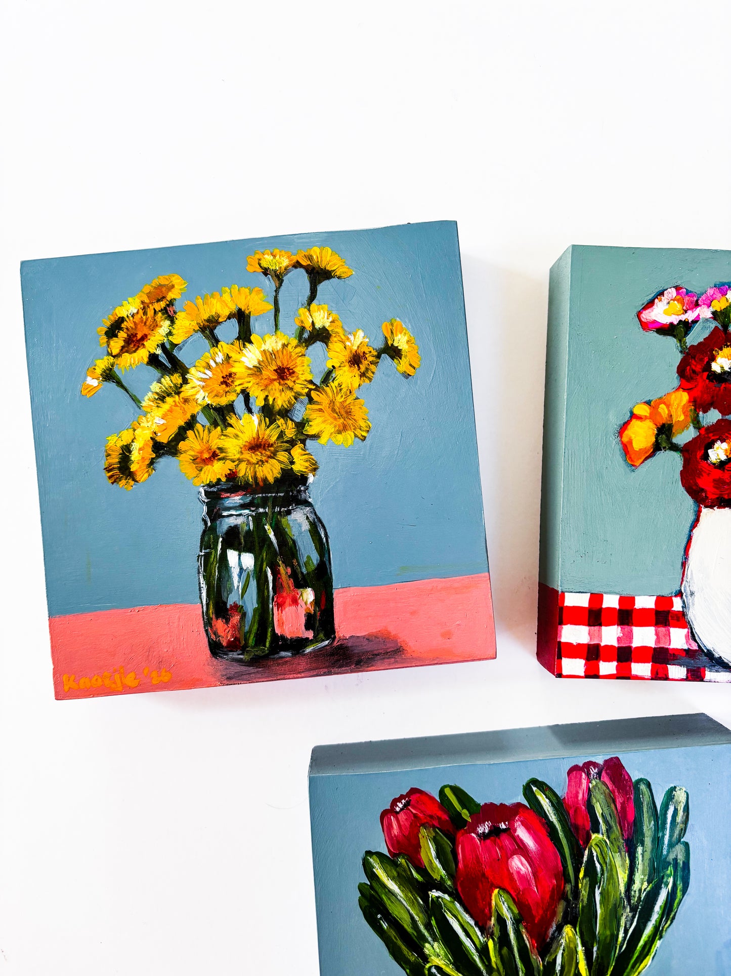 Flowers in a Vase: Mixed Media Paintings