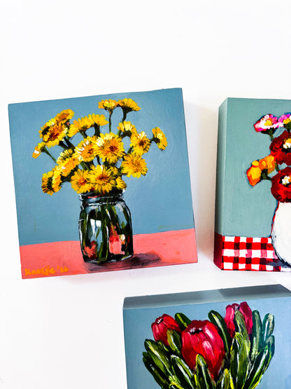 Flowers in a Vase: Mixed Media Paintings