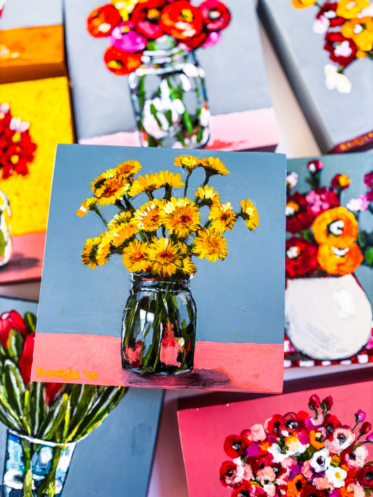 Flowers in a Vase: Mixed Media Paintings