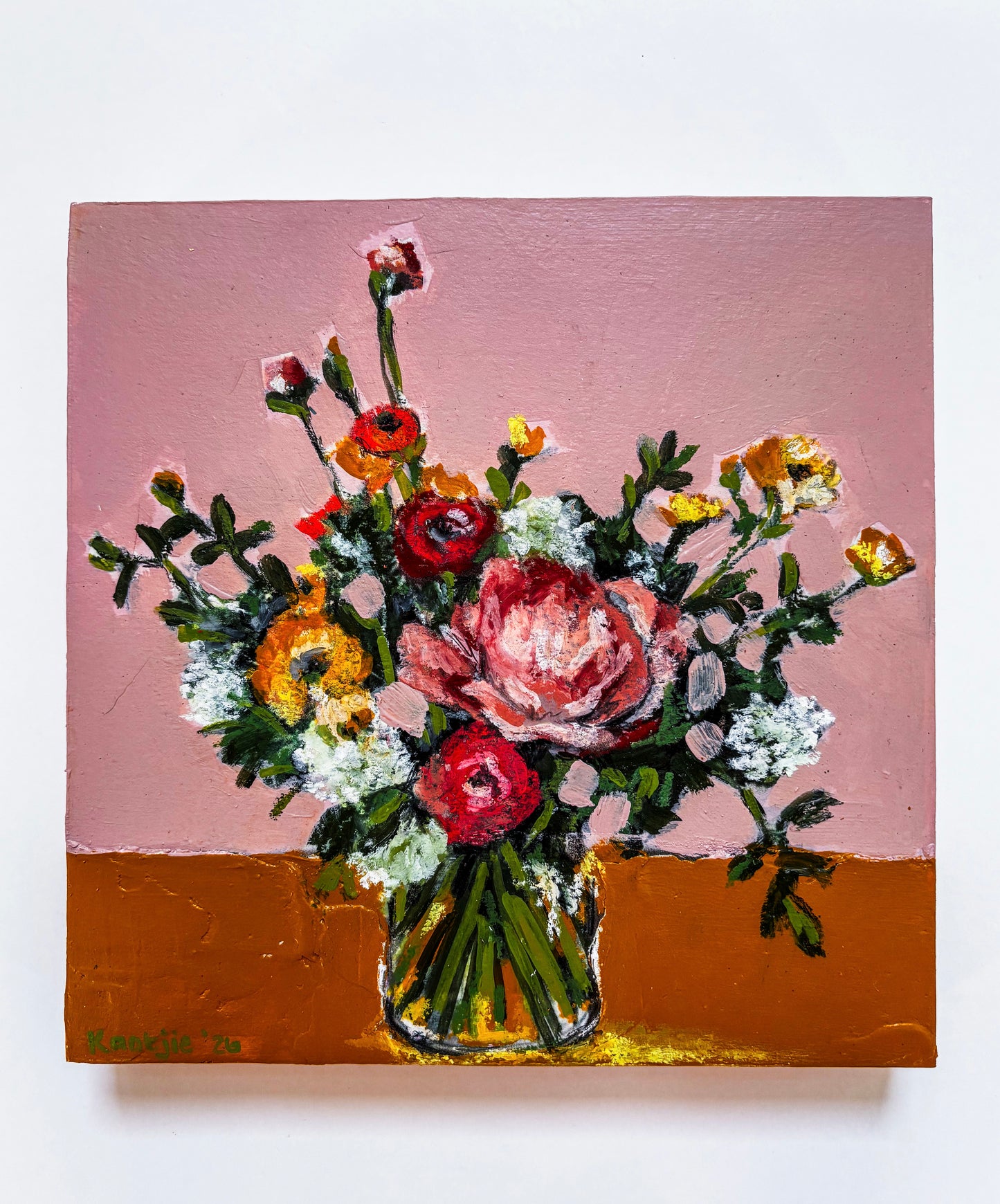 Flowers in a Vase: Mixed Media Paintings