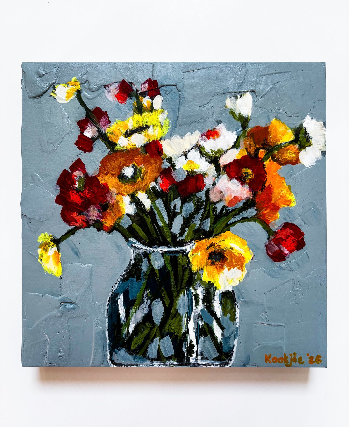 Flowers in a Vase: Mixed Media Paintings