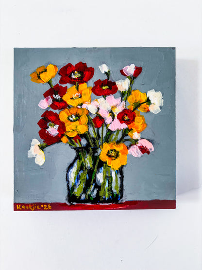Flowers in a Vase: Mixed Media Paintings