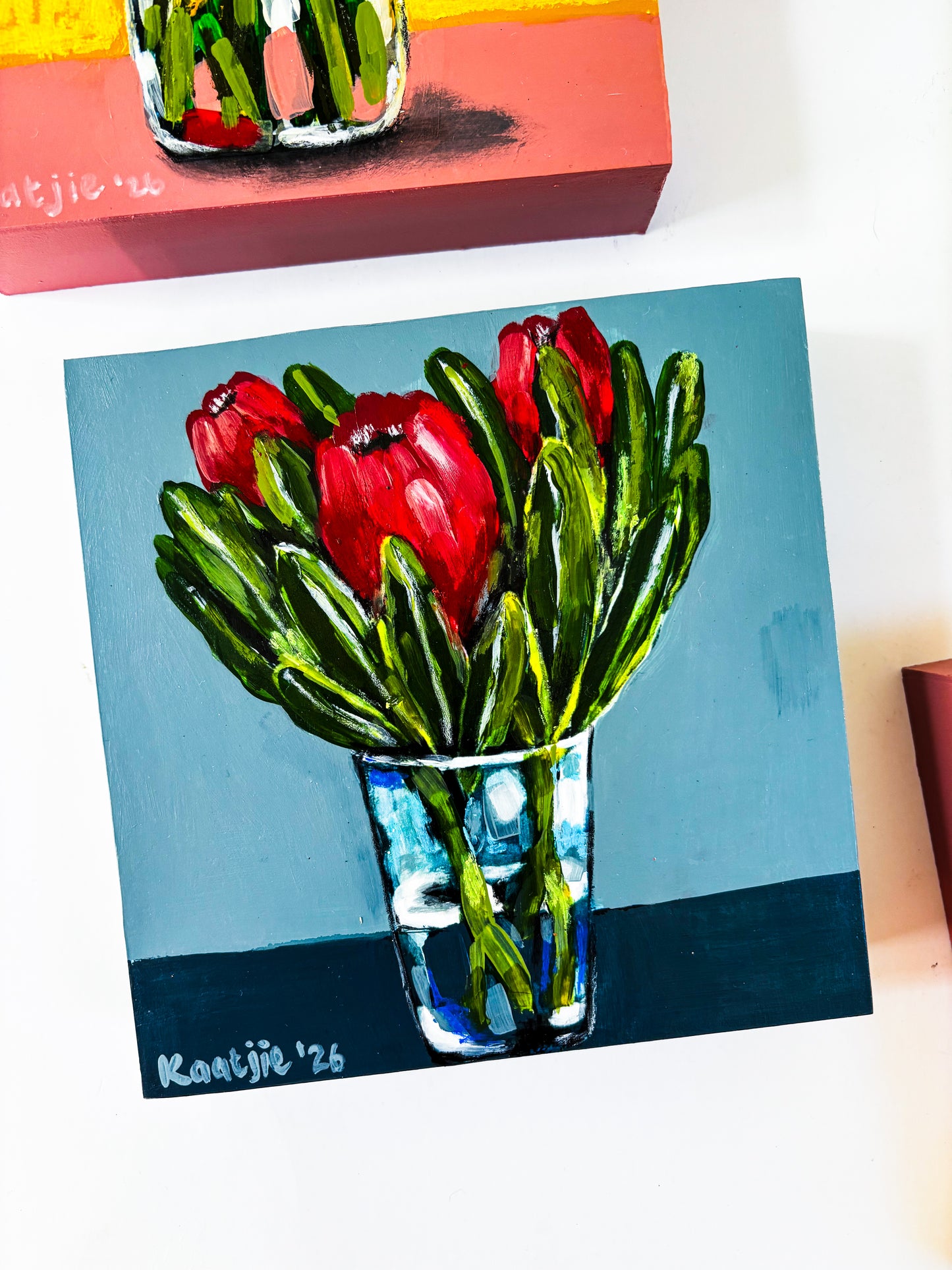 Flowers in a Vase: Mixed Media Paintings